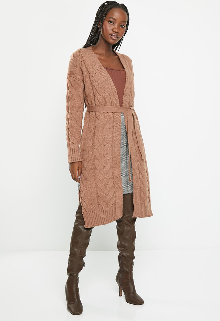 dailyfriday - Long cable knit cardigan - chocolate