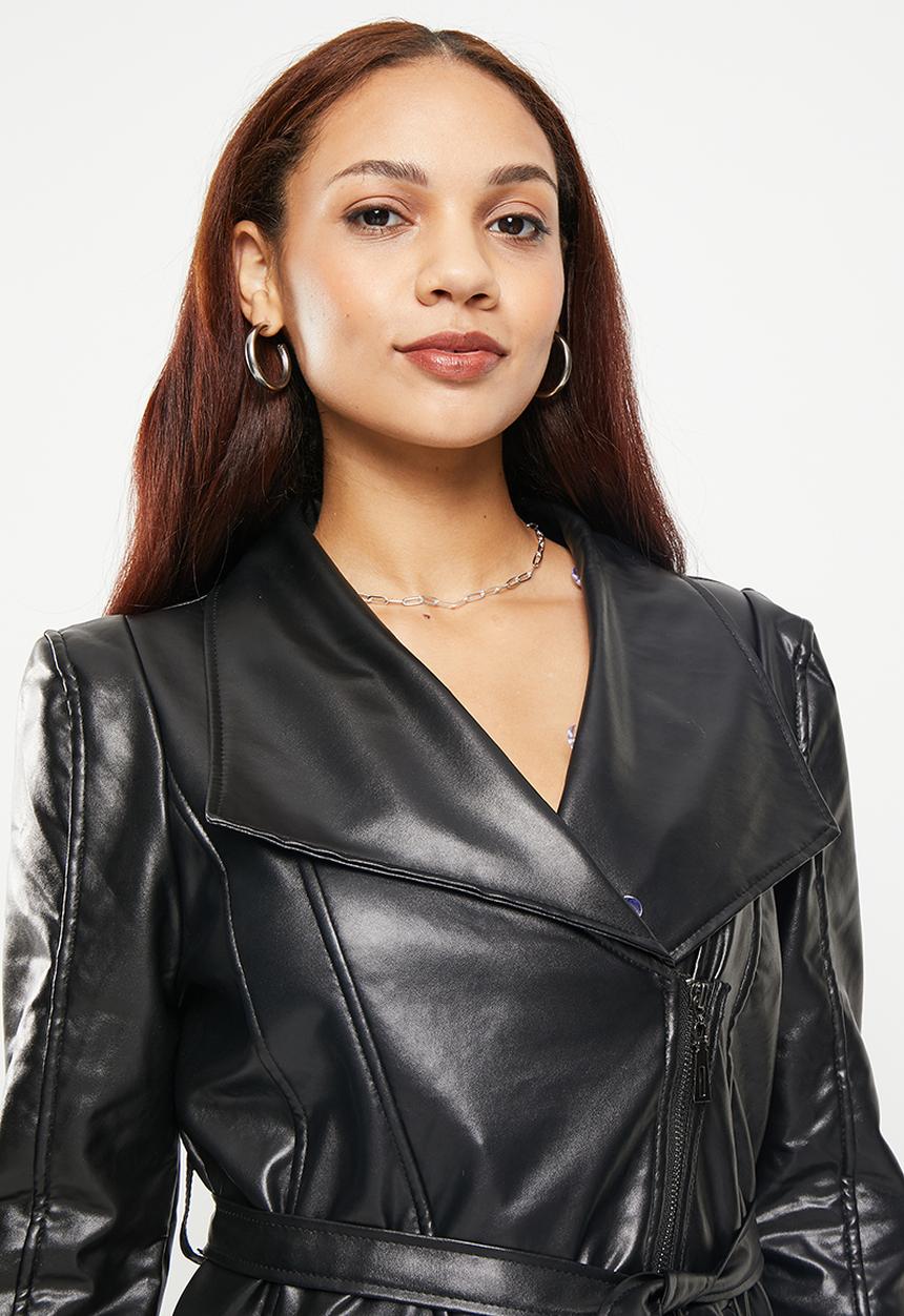 dailyfriday - Faux fur collar coat - black