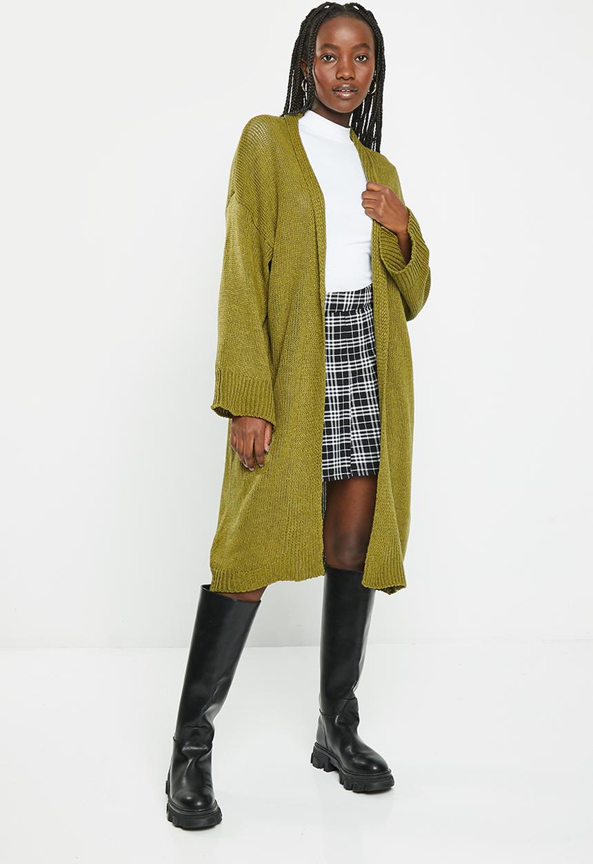 dailyfriday - Balloon sleeve midi cardigan - olive