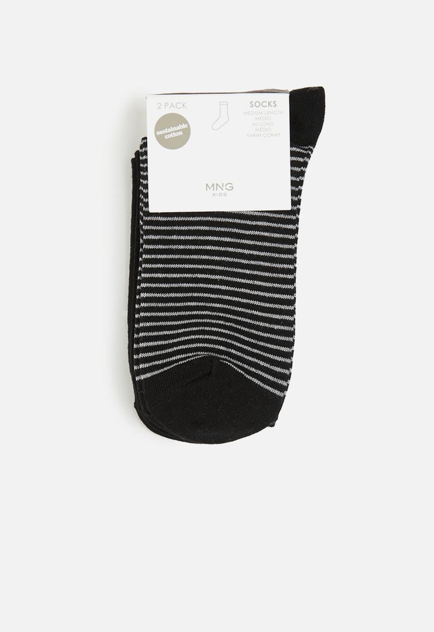 MANGO - Sock black - stripe & black