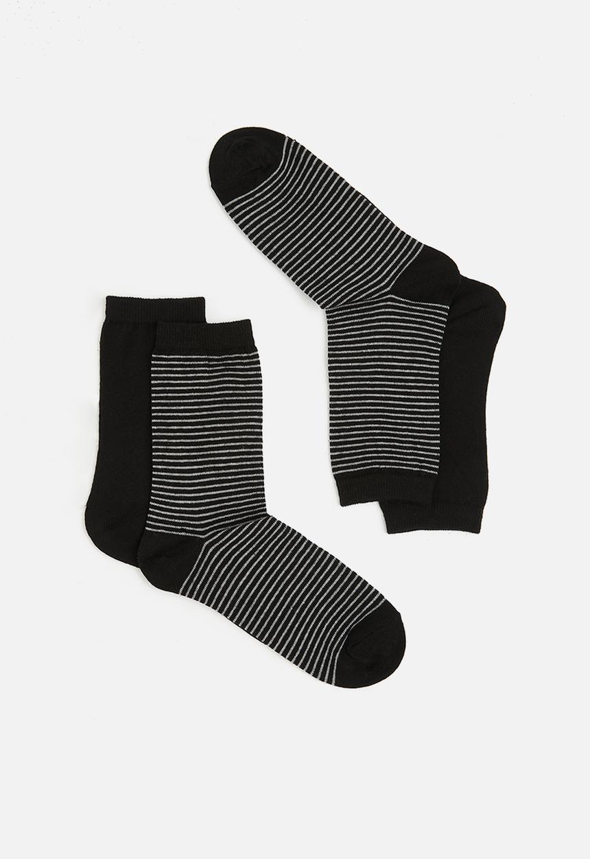 MANGO - Sock black - stripe & black