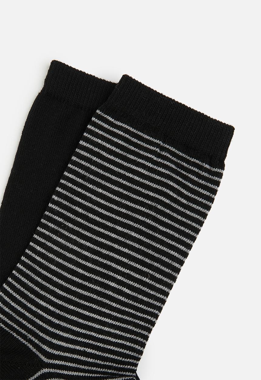 MANGO - Sock black - stripe & black