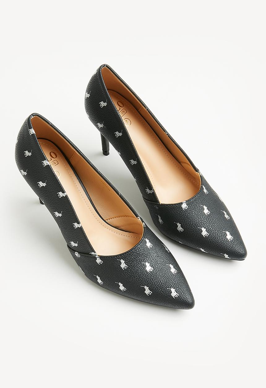 POLO - Pointed toe monogram heel - black