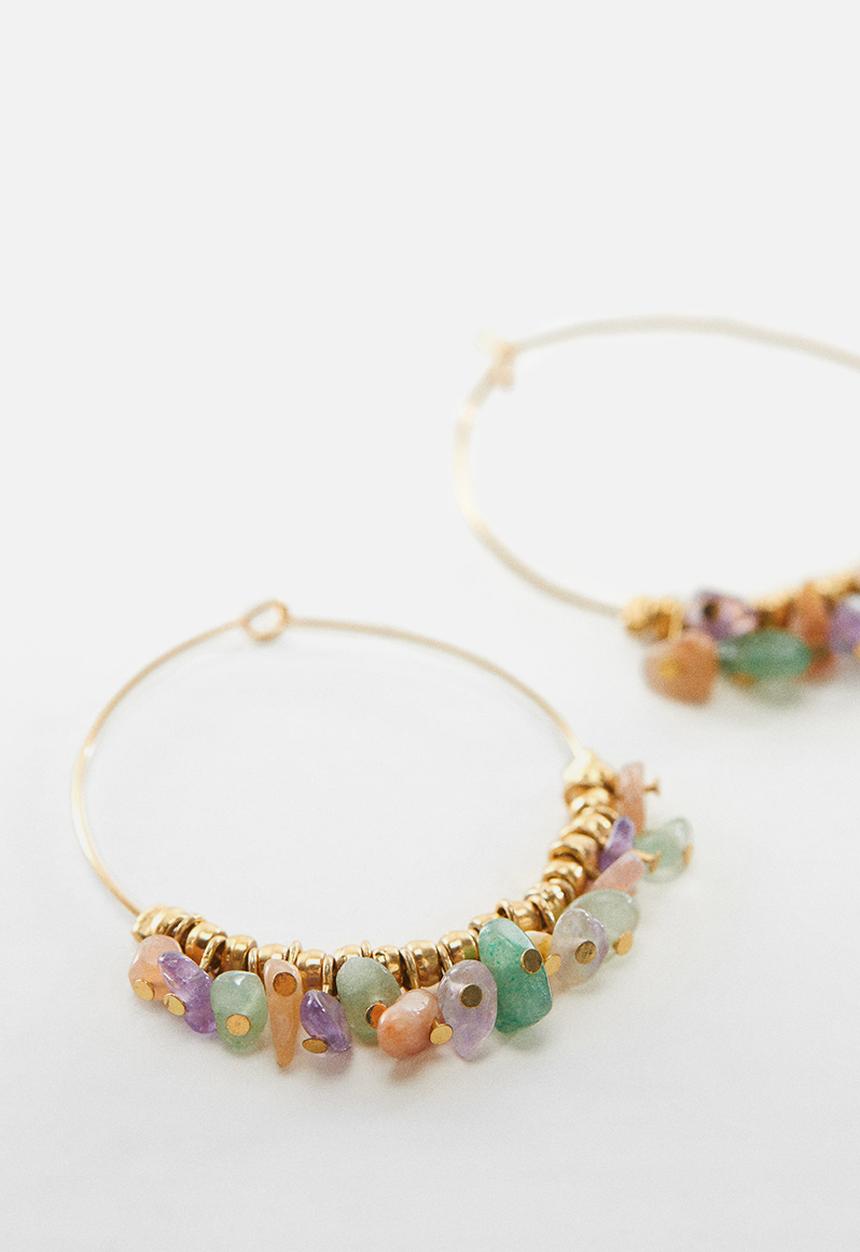 MANGO - Bead loop earrings - gold