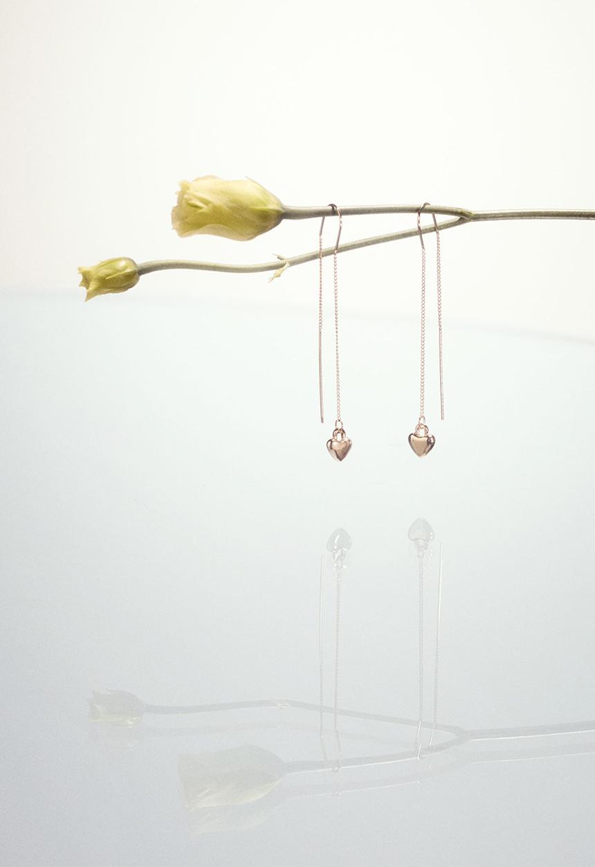 MANGO - Earrings hearts thread - gold