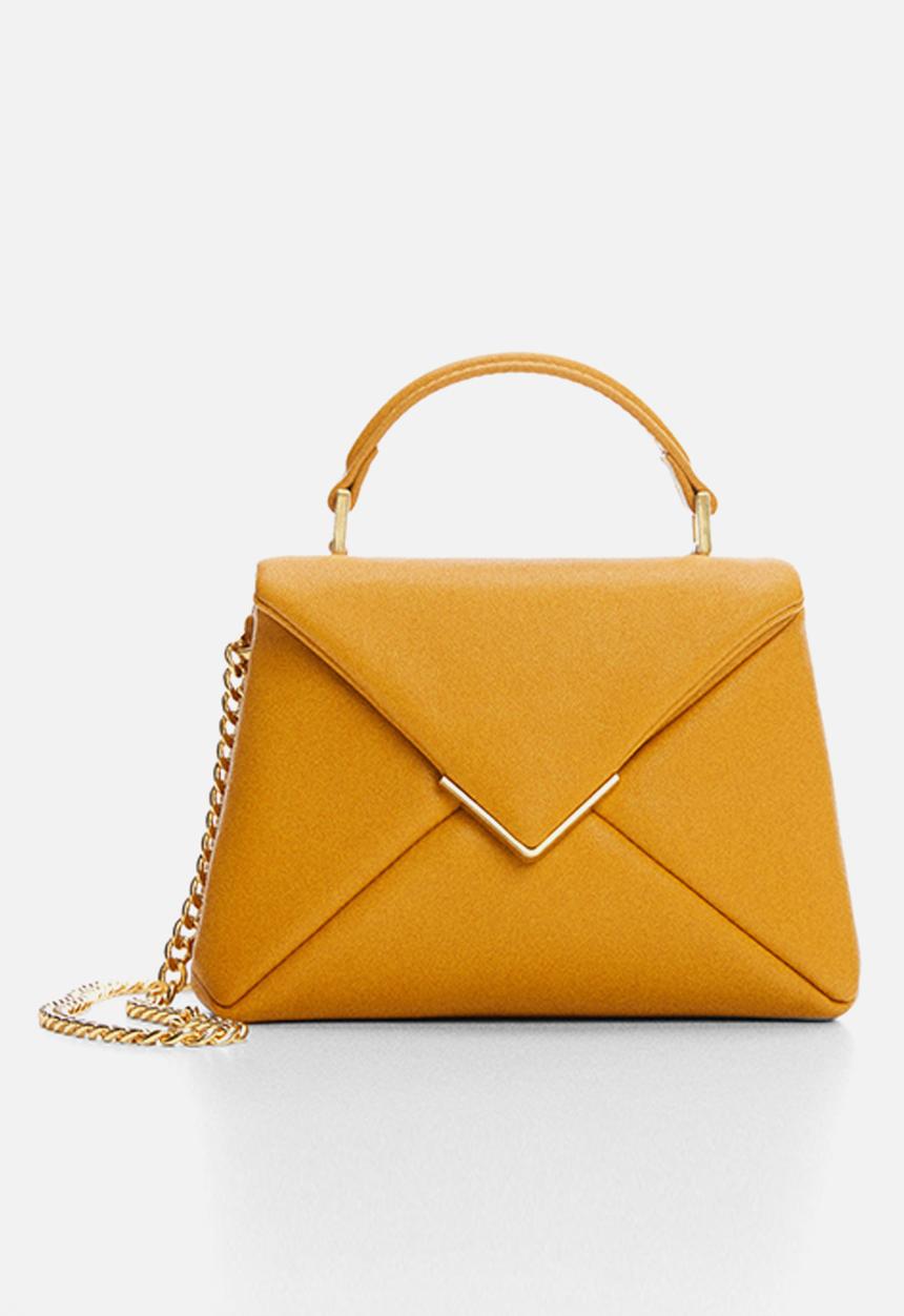MANGO - Long chain handle bag - mustard