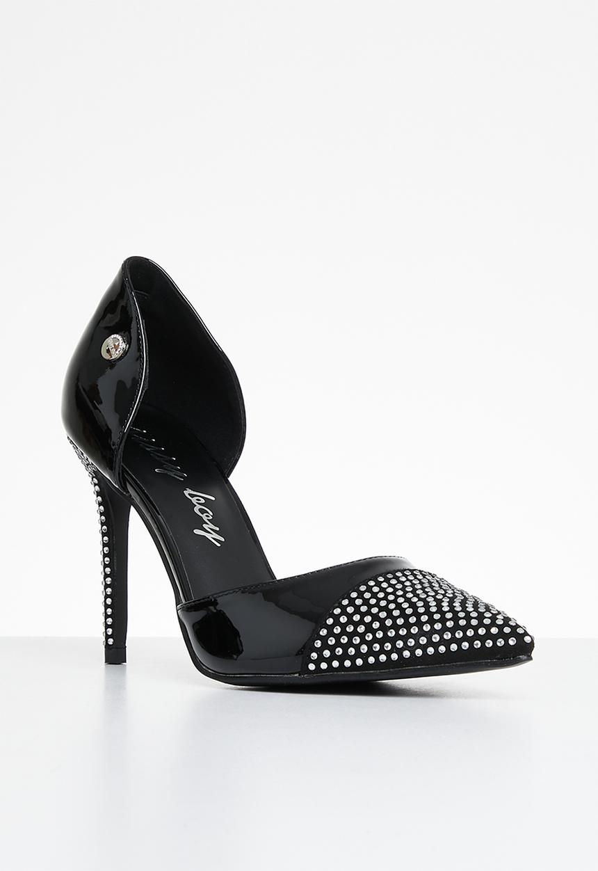 SISSY BOY - Turn up patent bling court - black