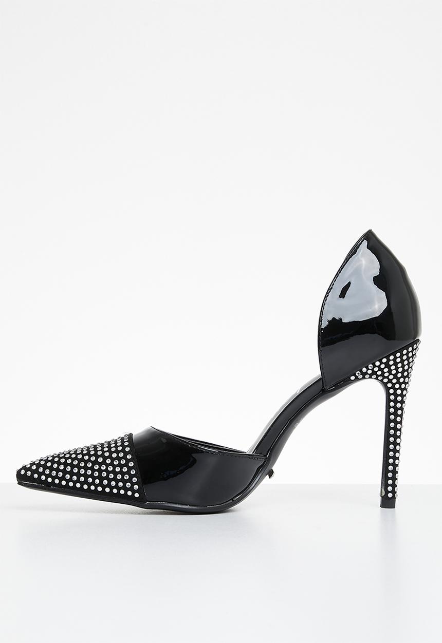 SISSY BOY - Turn up patent bling court - black