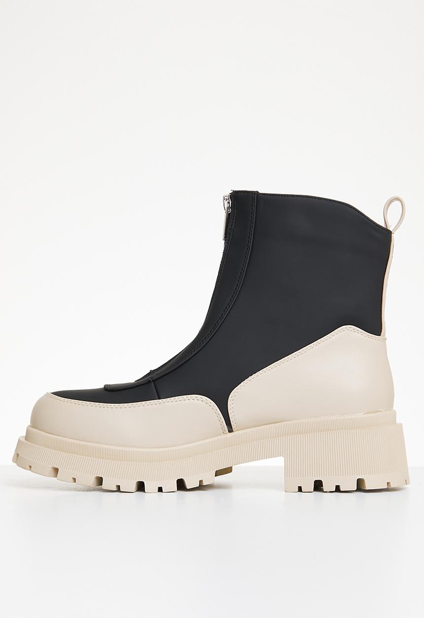 SISSY BOY - Imprint zip up boot - black & stone