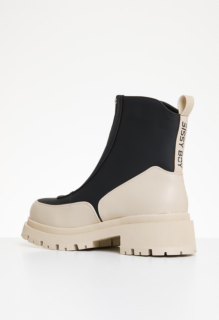 SISSY BOY - Imprint zip up boot - black & stone