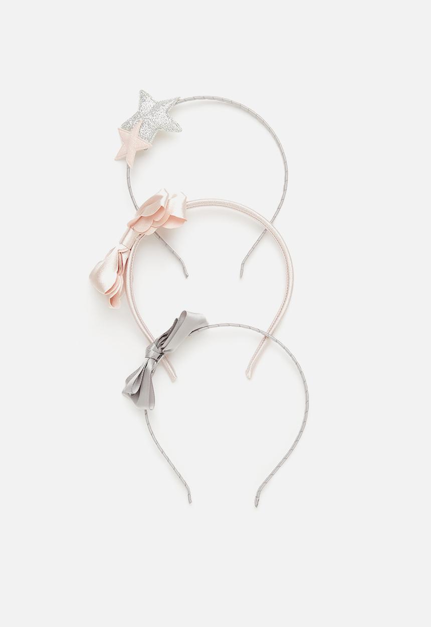 Pop Candy - 3 pack alice bands - grey & pink