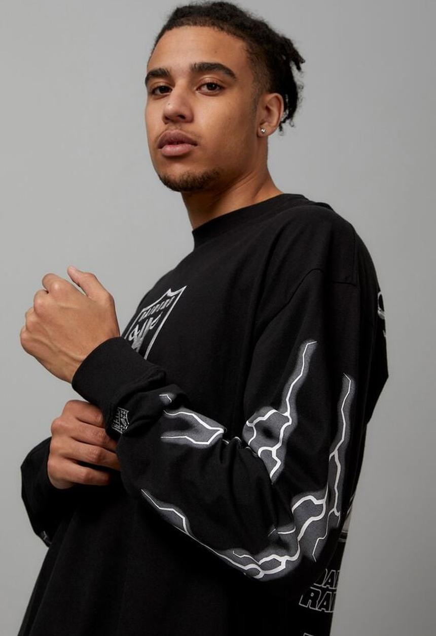 Cotton On - Oversized long sleeve nfl superbowl t shirt - lcn nfl black/raiders li
