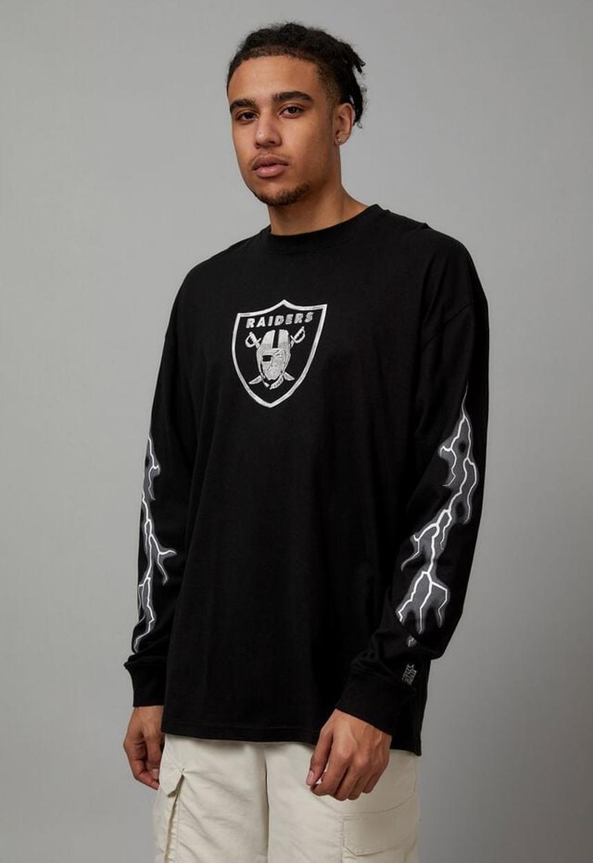 Cotton On - Oversized long sleeve nfl superbowl t shirt - lcn nfl black/raiders li