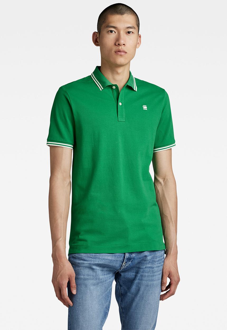G-STAR - Dunda slim stripe polo short sleeve - jolly green