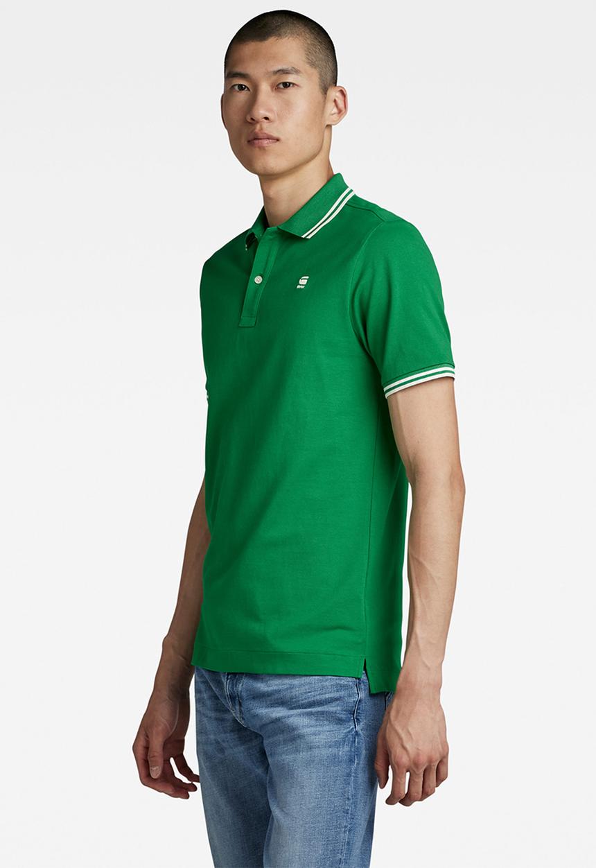 G-STAR - Dunda slim stripe polo short sleeve - jolly green