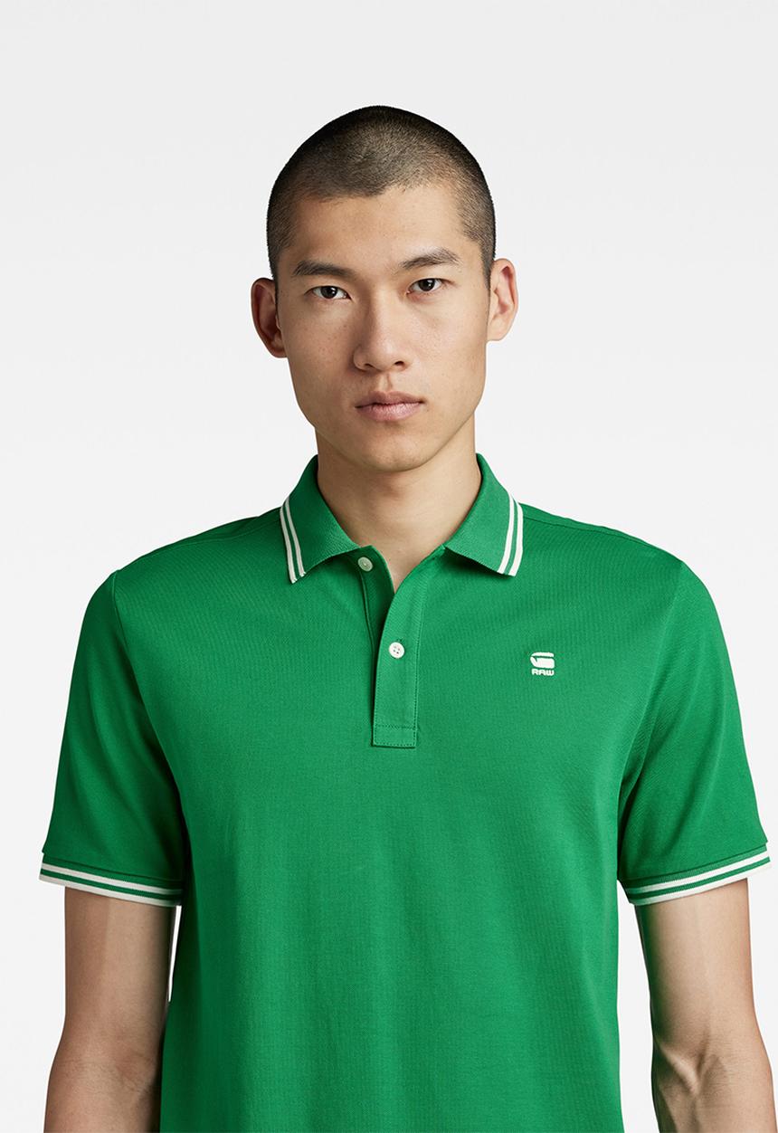 G-STAR - Dunda slim stripe polo short sleeve - jolly green