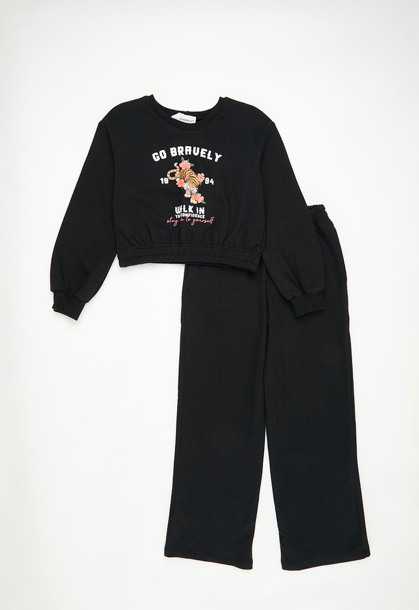 Superbalist - Wide leg jogger & sweat top set - black