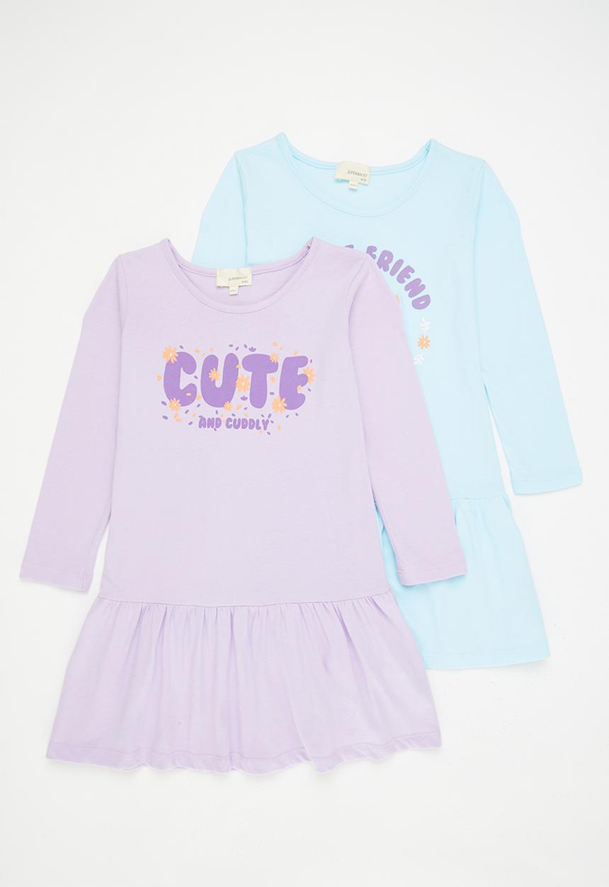 Superbalist - 2 pack printed dress - lavender/light blue