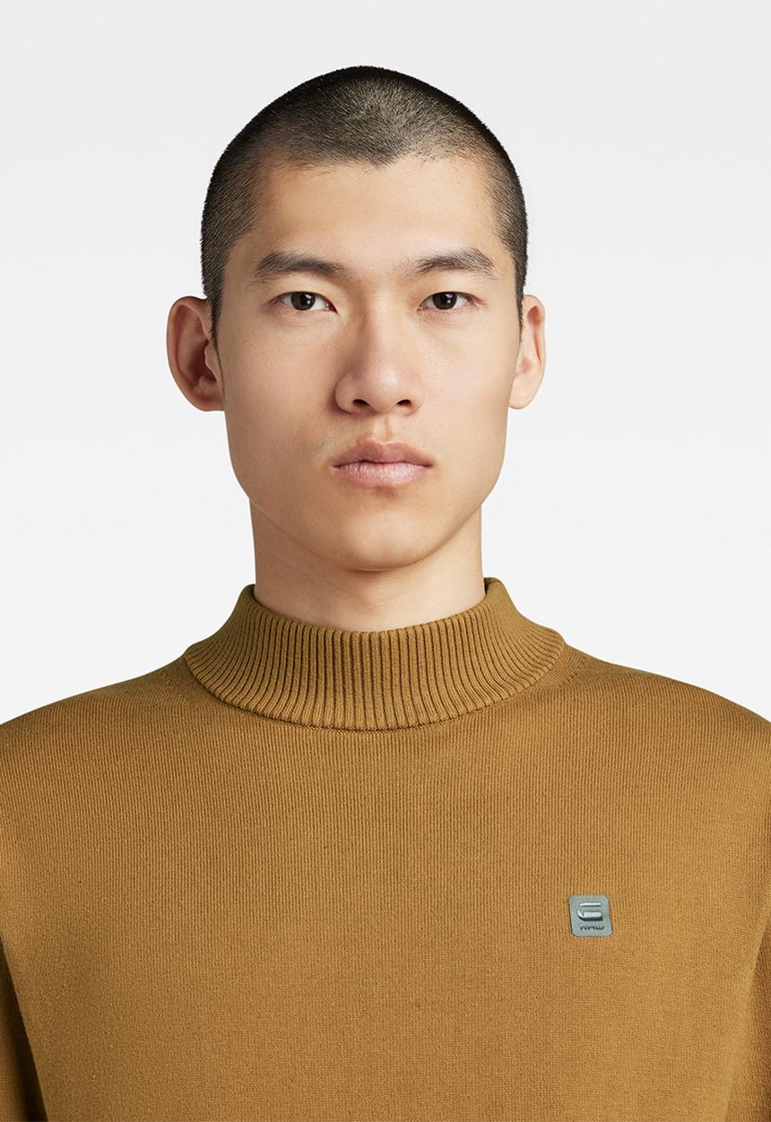 G-STAR - Premium core mock knit - oxide ocre
