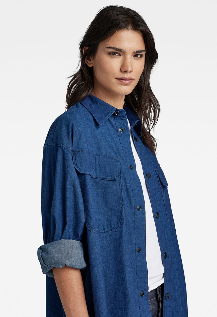 G-STAR - Oversized flap pocket l\s shirt  - rinsed