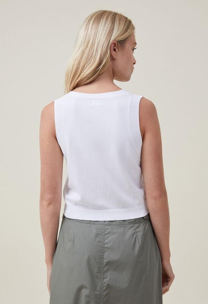Cotton On - Fine gauge knit button vest - white