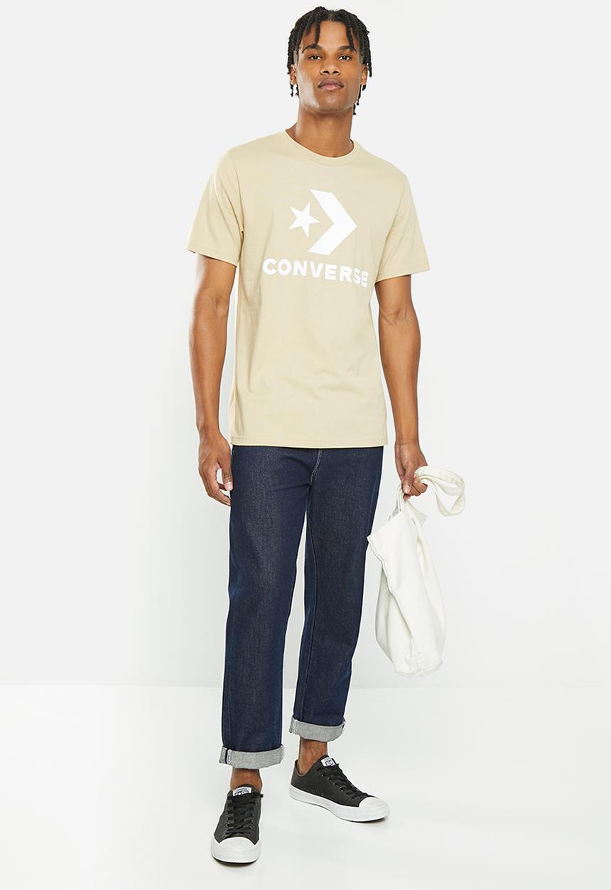 Converse - Standard fit center front large logo star short sleeve tee - stone
