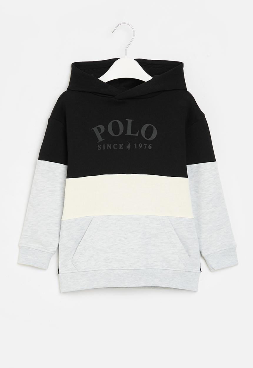 POLO - Boys damian colour blocked hoody - black