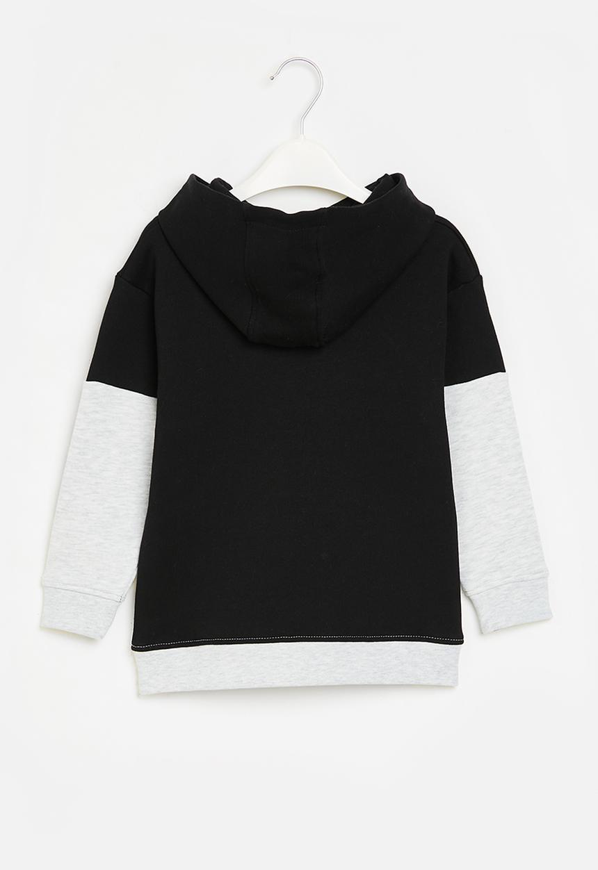 POLO - Boys damian colour blocked hoody - black