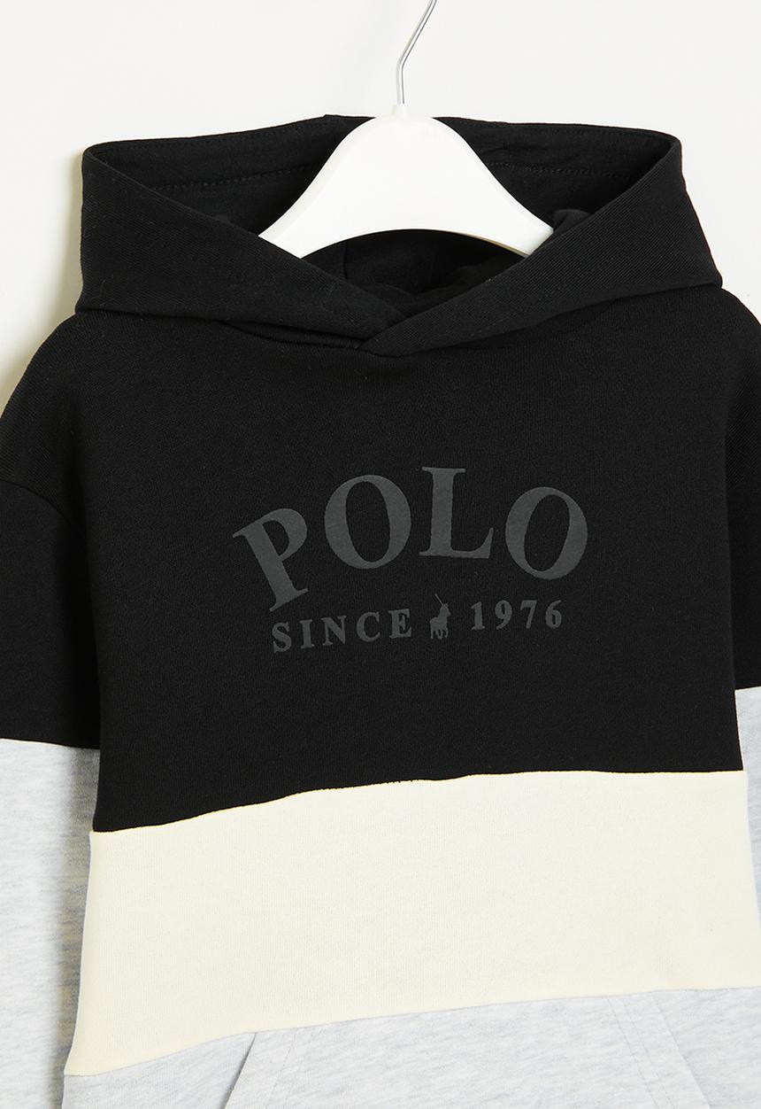 POLO - Boys damian colour blocked hoody - black