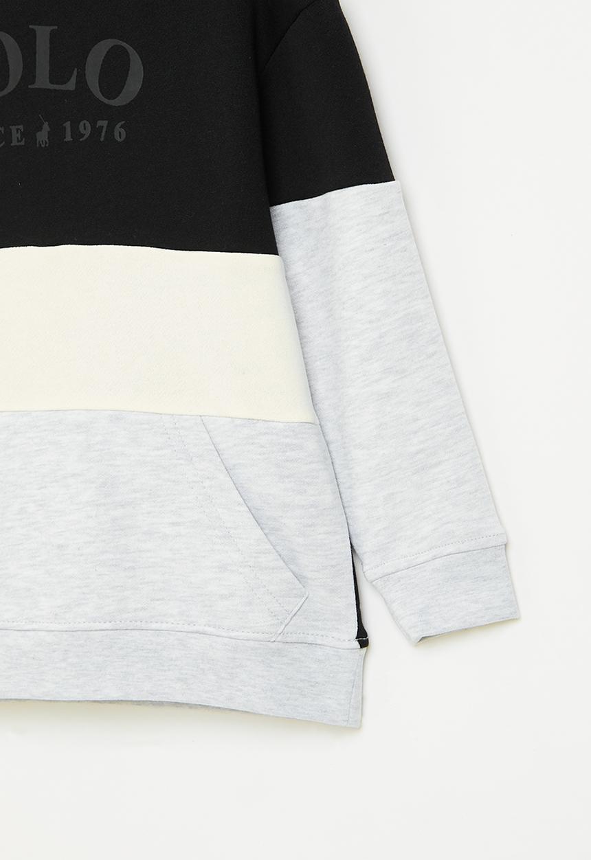 POLO - Boys damian colour blocked hoody - black