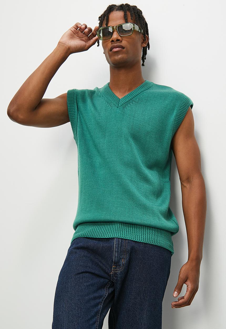 STYLE REPUBLIC - Oversized textured knit vest - sea green