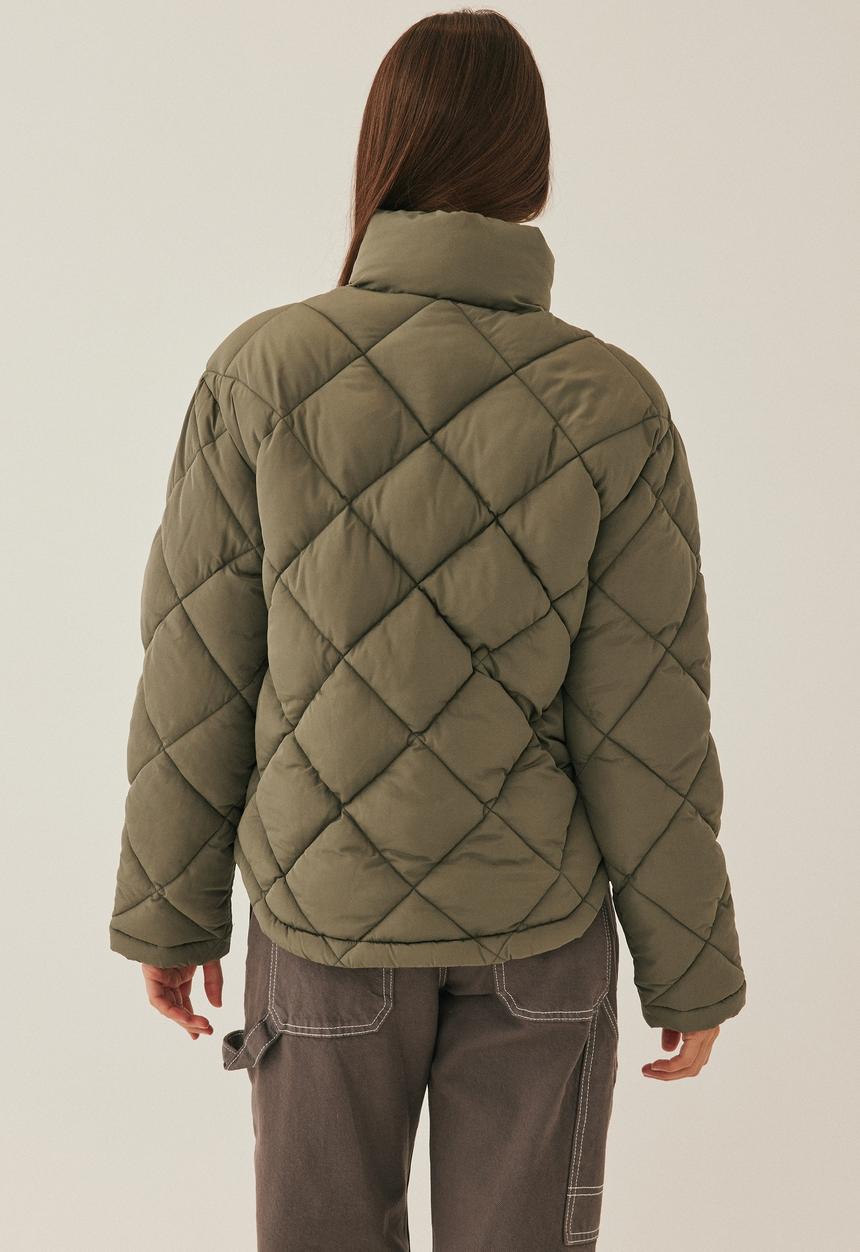 Supré  - Quinn quilted longline puffer jacket - native green