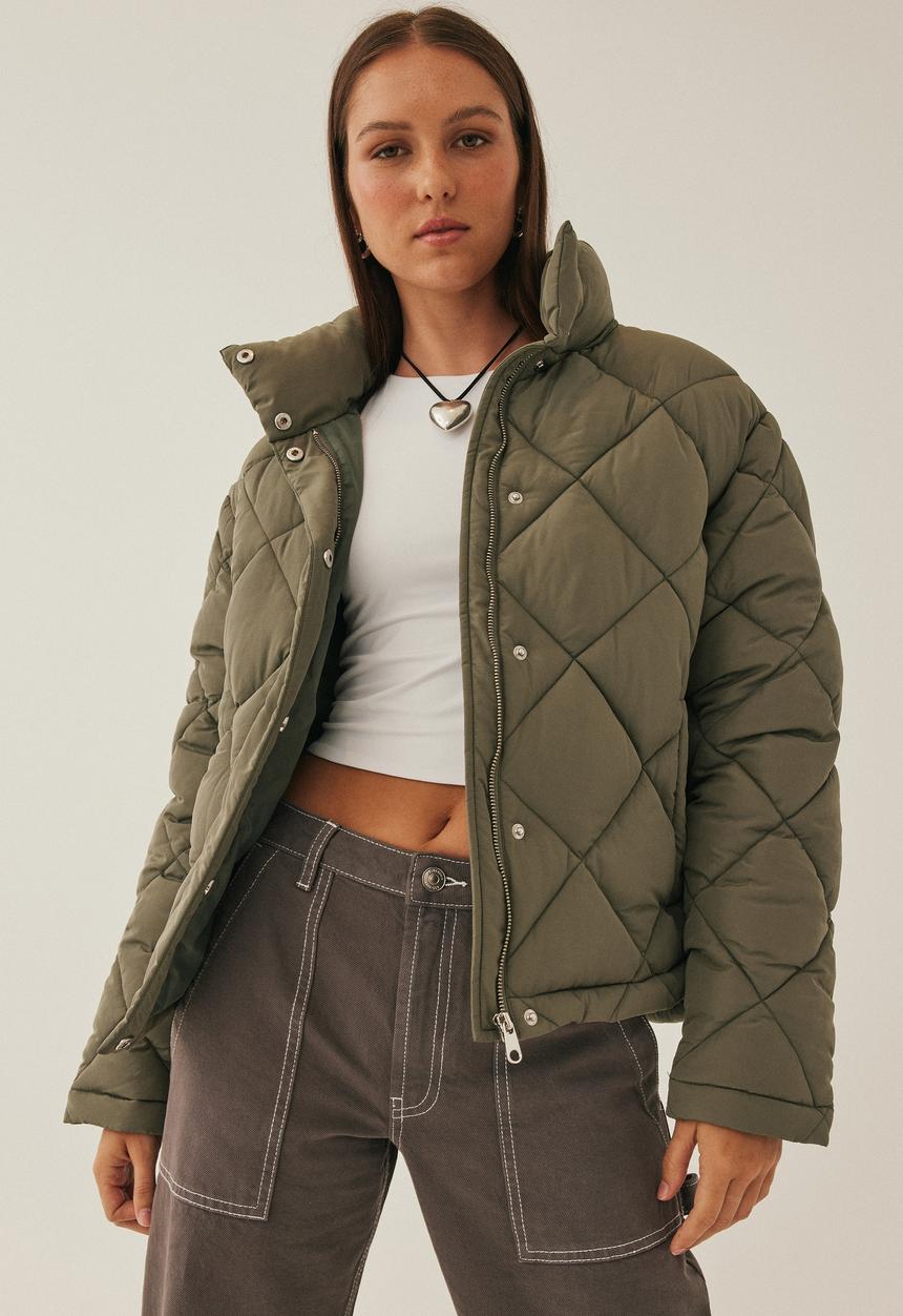Supré  - Quinn quilted longline puffer jacket - native green