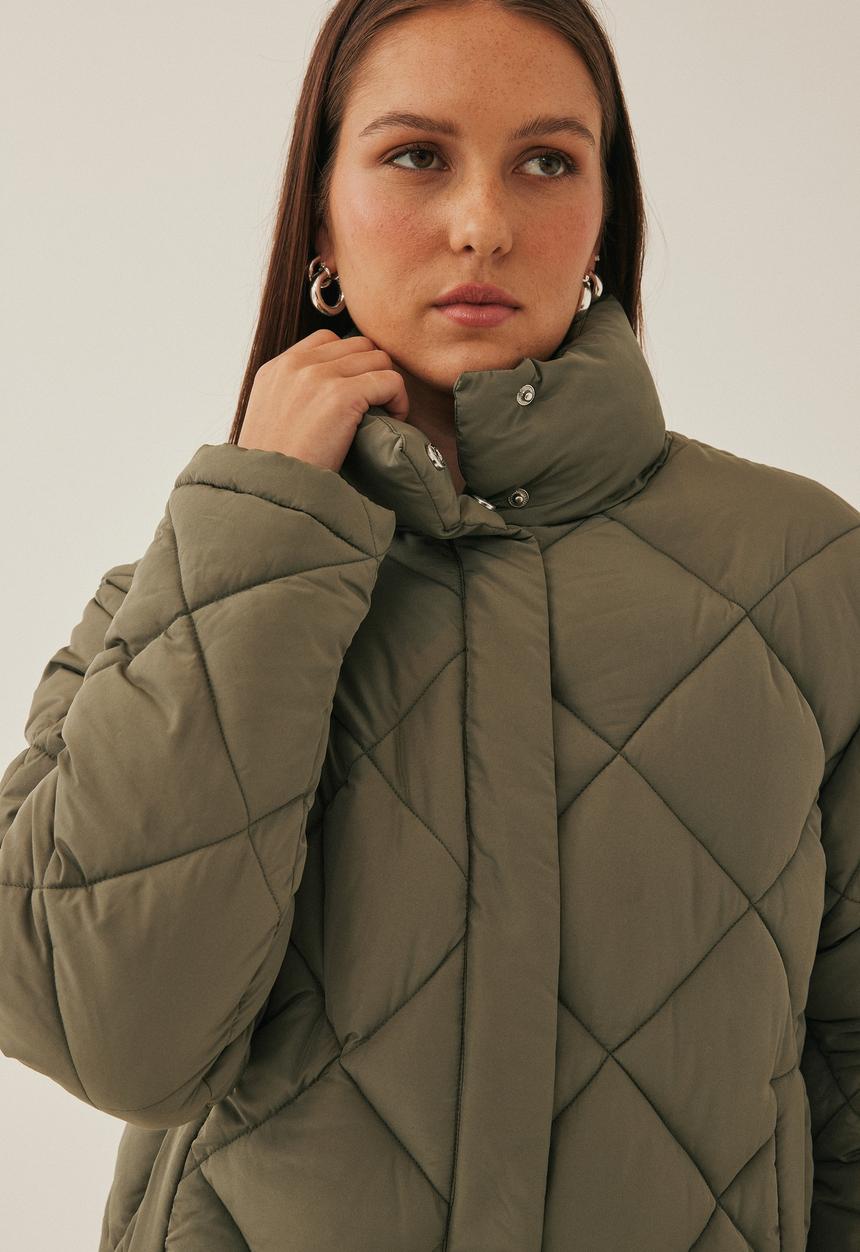 Supré  - Quinn quilted longline puffer jacket - native green