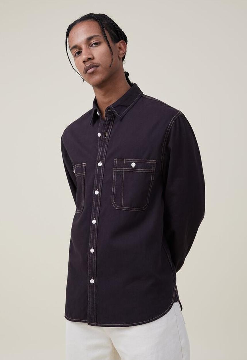 Cotton On - Brooklyn long sleeve shirt - vintage black