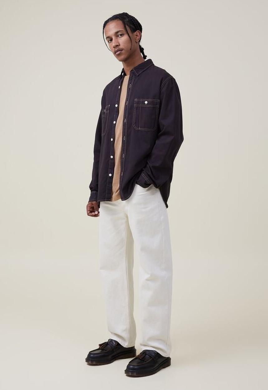 Cotton On - Brooklyn long sleeve shirt - vintage black