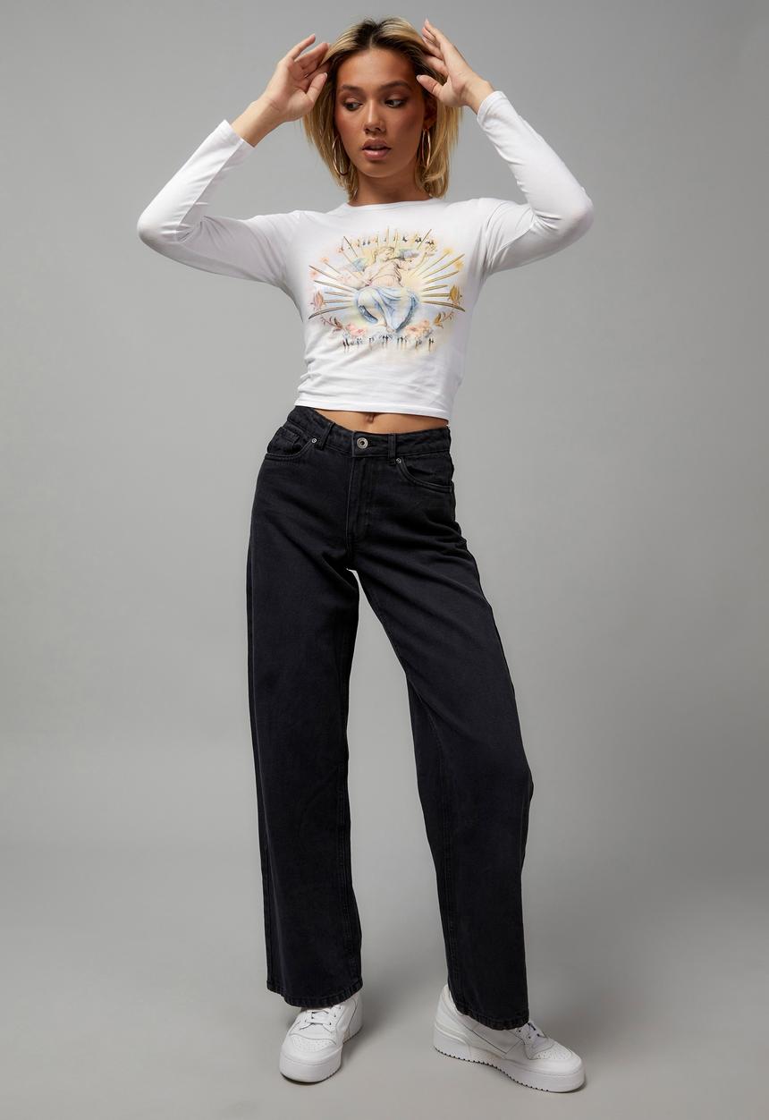 Factorie - Long sleeve fitted graphic tee - limitless dreamer & white