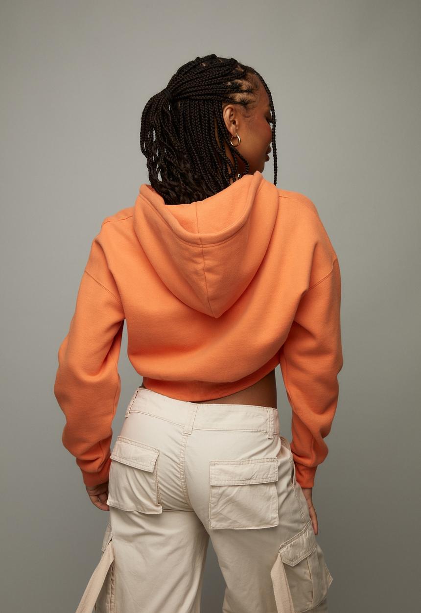 Factorie - Crop zip through hoodie - dusty orange