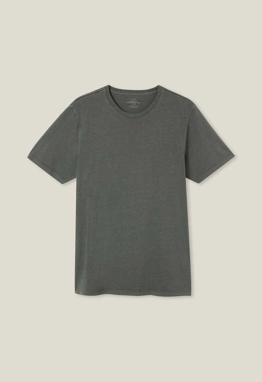 Cotton On - Organic regular fit crew T-shirt - duffle green