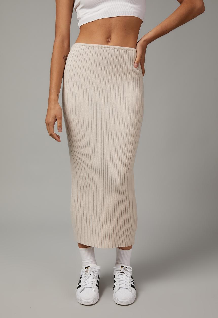 Factorie - Knit midi skirt - light stone