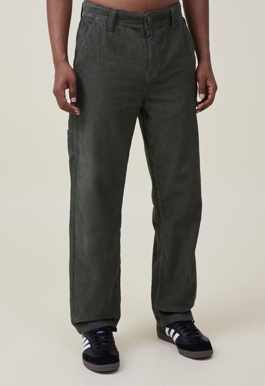 Cotton On - Loose fit pant - carpenter dark green cord