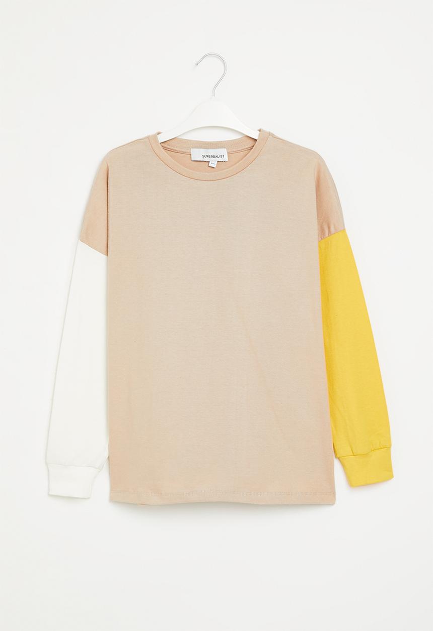Superbalist - Boys colour blocked tee - stone/ecru/tobacco