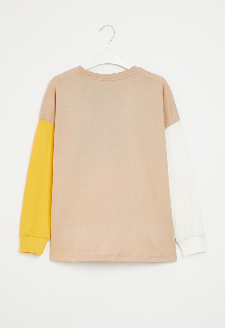 Superbalist - Boys colour blocked tee - stone/ecru/tobacco