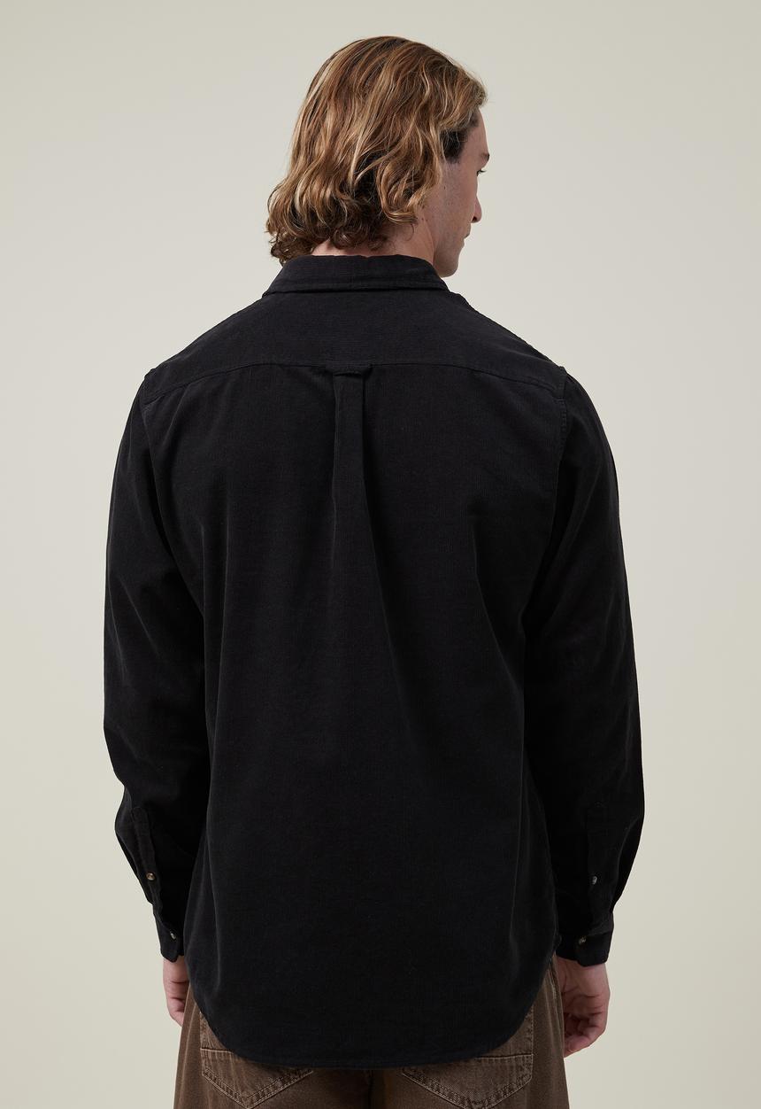 Cotton On - Portland long sleeve shirt - washed black cord