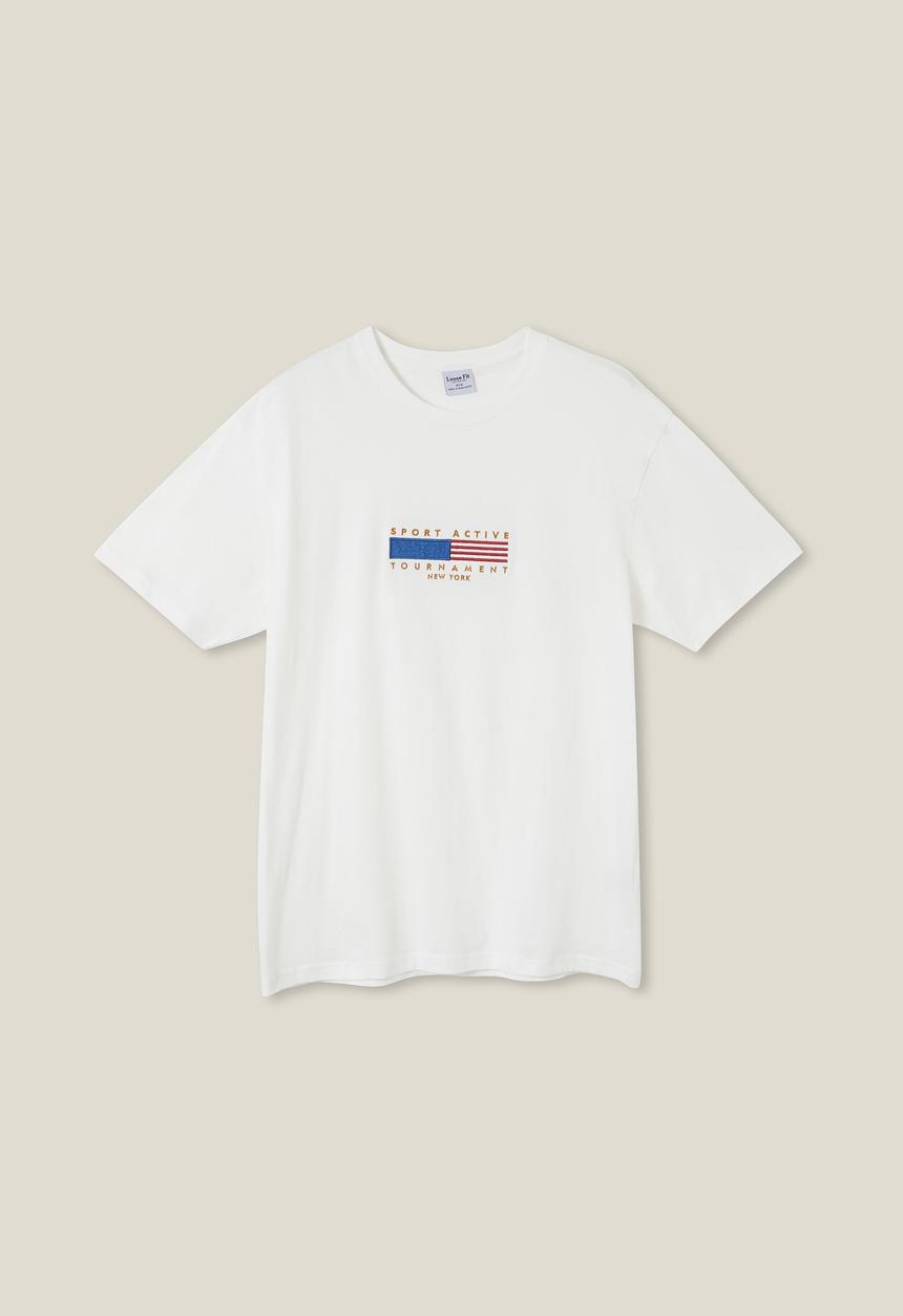 Cotton On - Premium loose fit classic T-shirt - vintage white/sport active