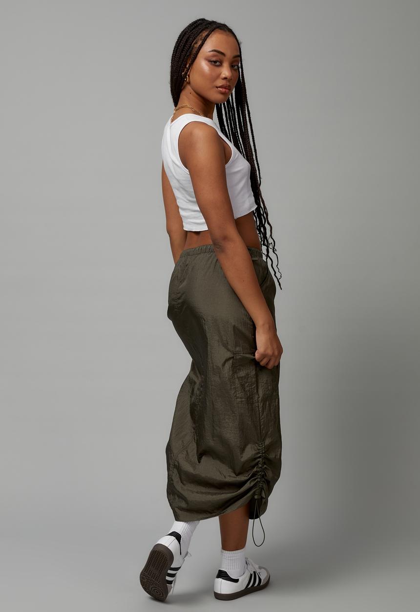 Factorie - Parachute midi skirt - khaki