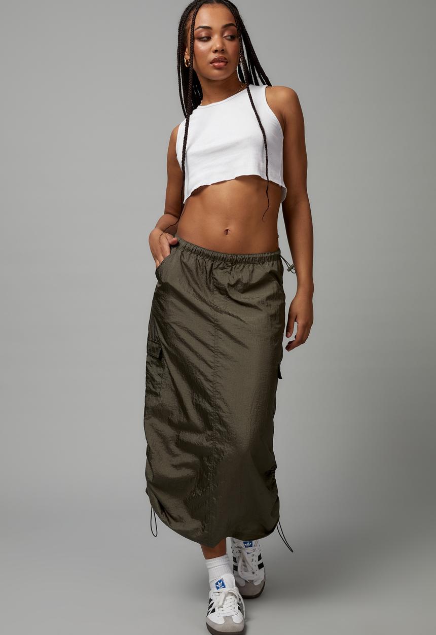 Factorie - Parachute midi skirt - khaki