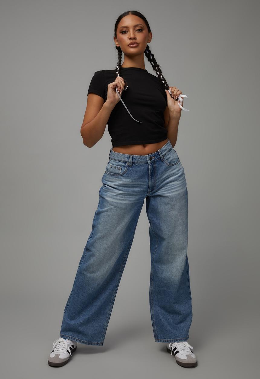 Factorie - Trophy low rise baggy jean - lake blue/heavy whiskers