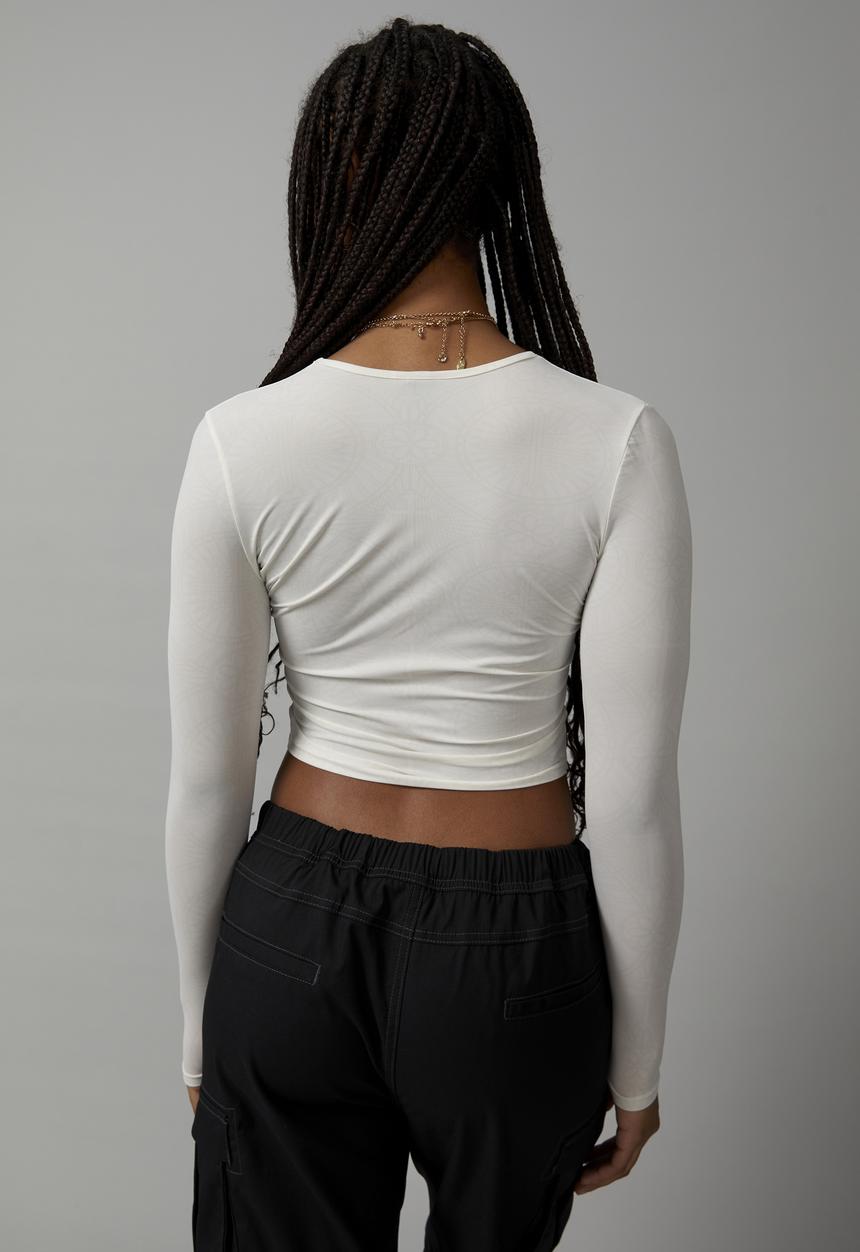 Factorie - Sheer long sleeve top - renaissance tile/white