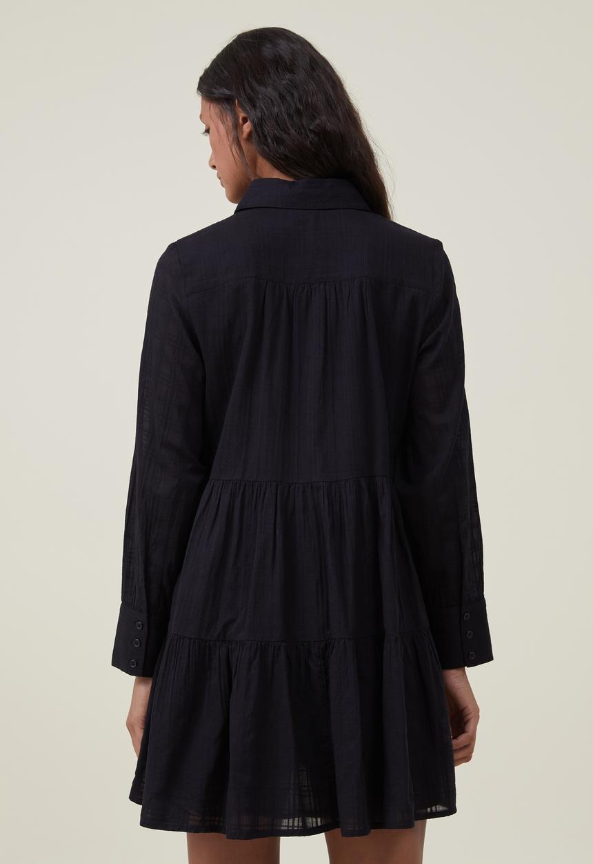 Cotton On - Shannon button front shirt mini dress - black